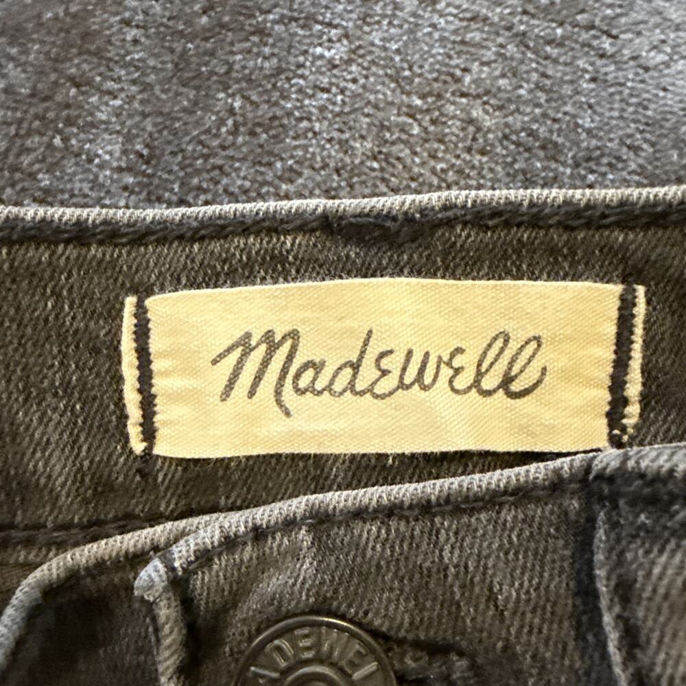 Madewell Gray Faded Black Stovepipe Straight Leg Raw Hem Jeans, Size 29 - Picture 7 of 15